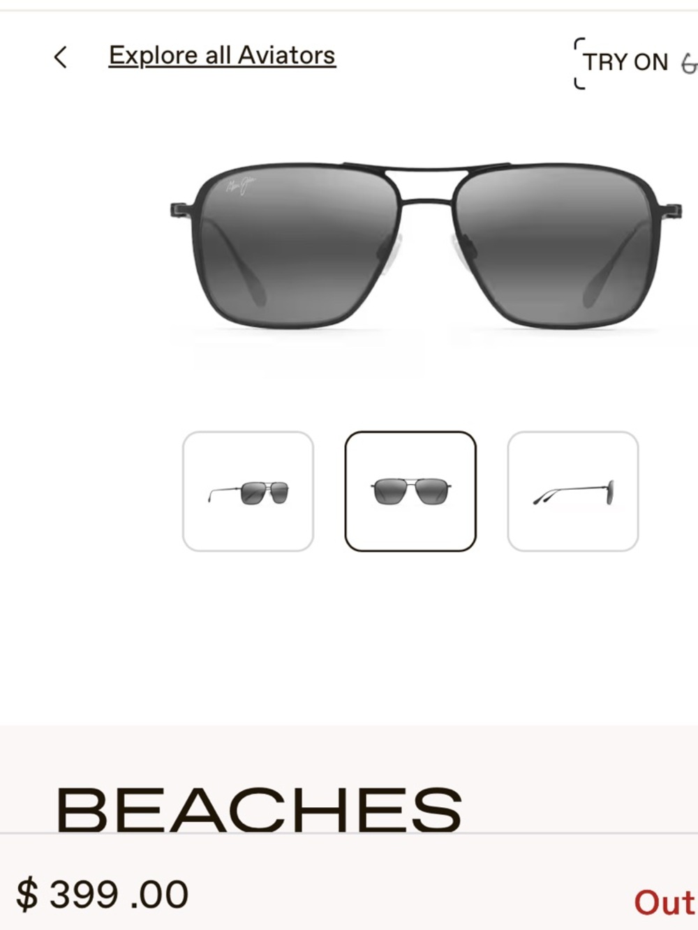 Maui Jim Beaches Aviator Unisex Sunglasses - NWOT - includes case